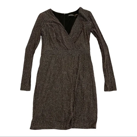 strapless open back dress Black Lurex Long Sleeve Cowl Neck Dress Christmas Party Outfit 14 / Black